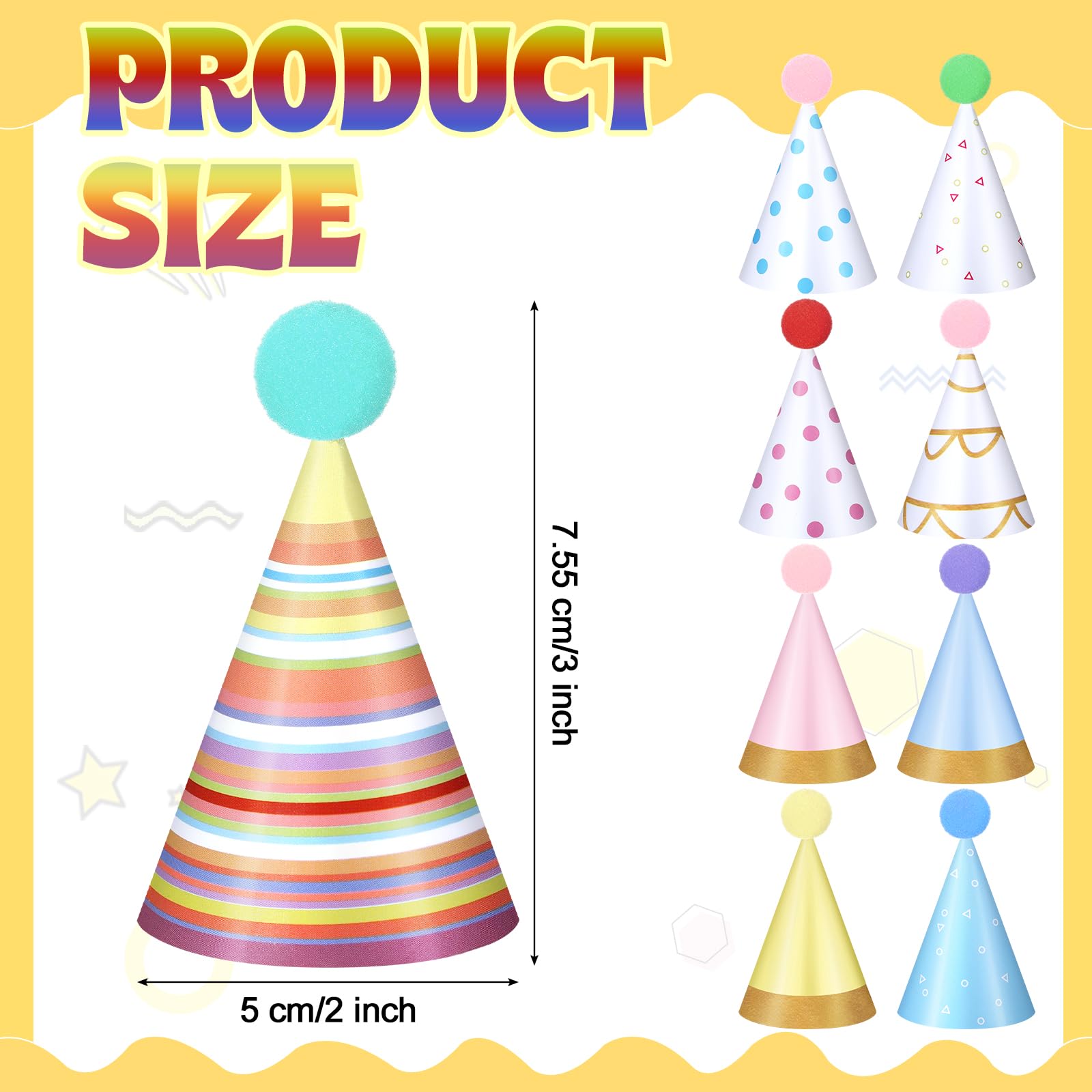 Panitay paper cone hats with elastic strap for easy wear