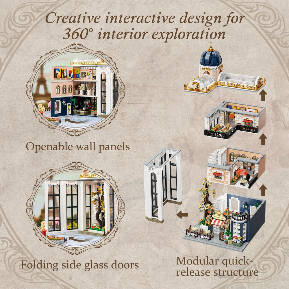 Pantasy Blossom Café fold-open walls enabling versatile viewing angles for display
