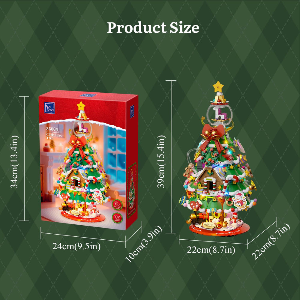 Pantasy Christmas Tree building blocks gold accents enhance premium display.