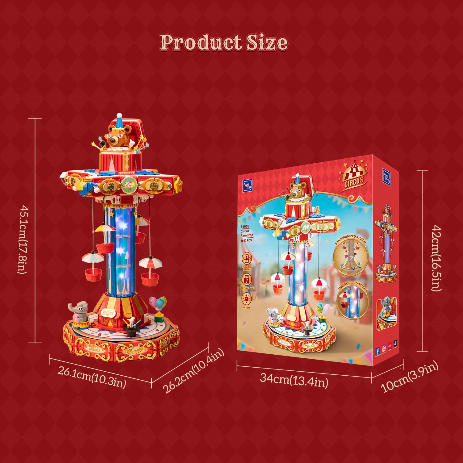 Pantasy Circus Paradrop display base anchors the scene with premium craftsmanship