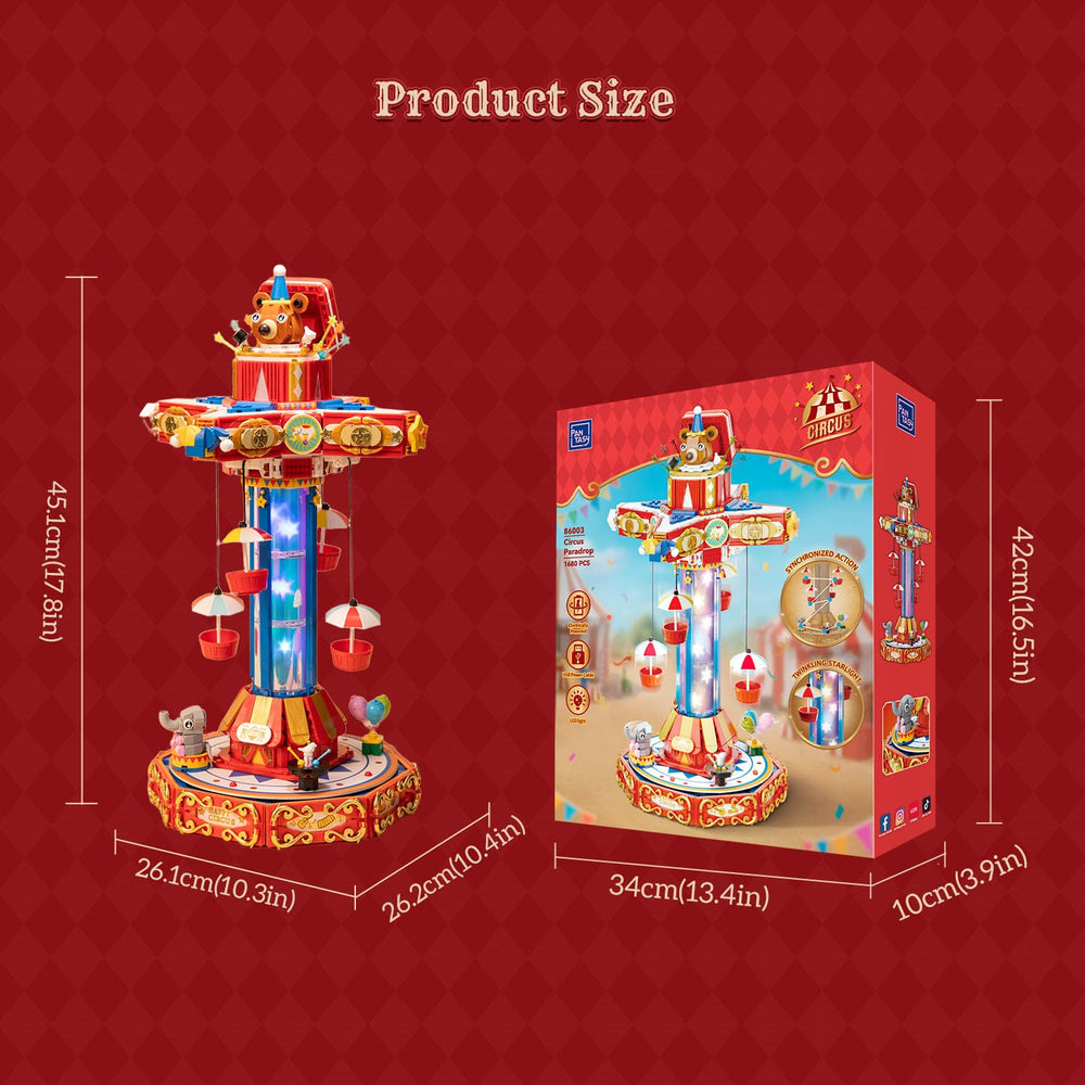 Pantasy Circus Paradrop display base anchors the scene with premium craftsmanship