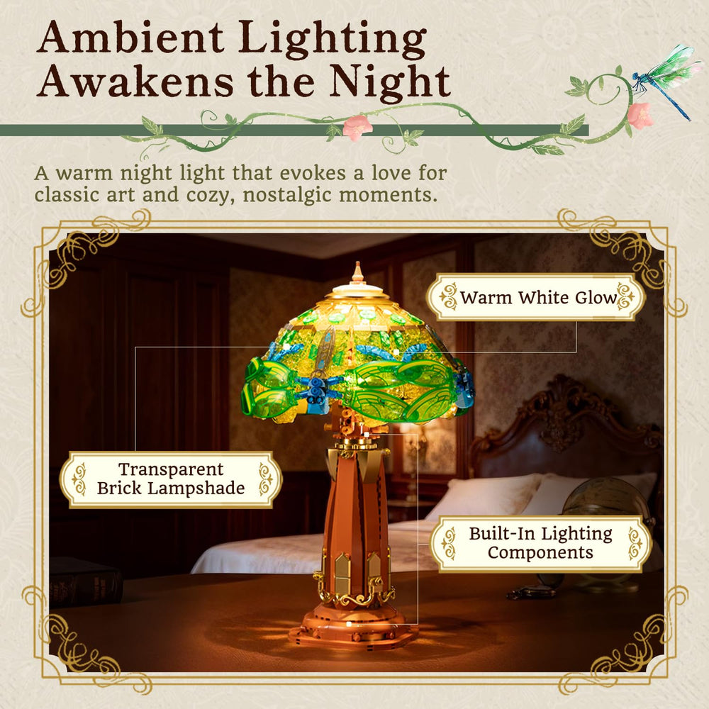 Pantasy dragonfly floral patterns showcase crystal-clear glow for a soft home glow.