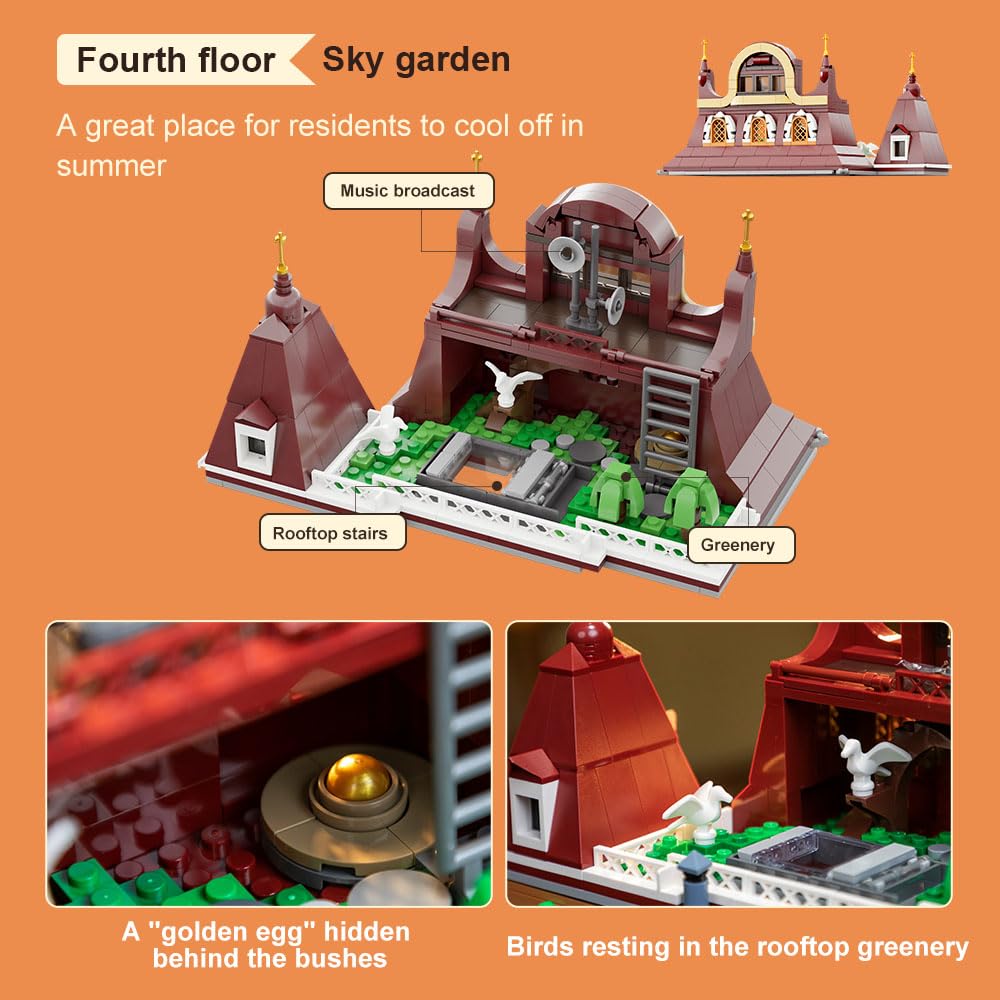 PANTASY European Bakery Building Kit central fountain and candy cabinet detail