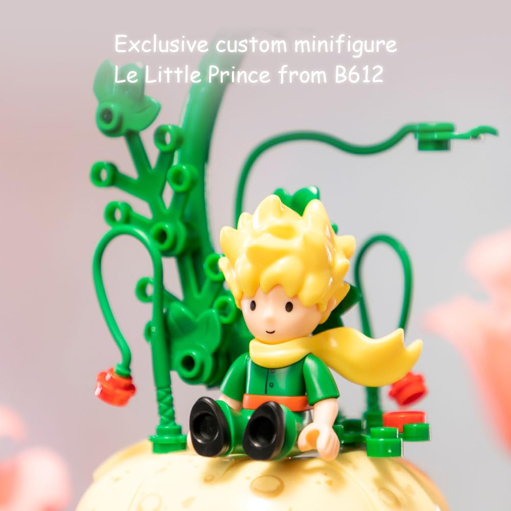 PANTASY Le Petit Prince Rose bricks display case protects and showcases the rose.