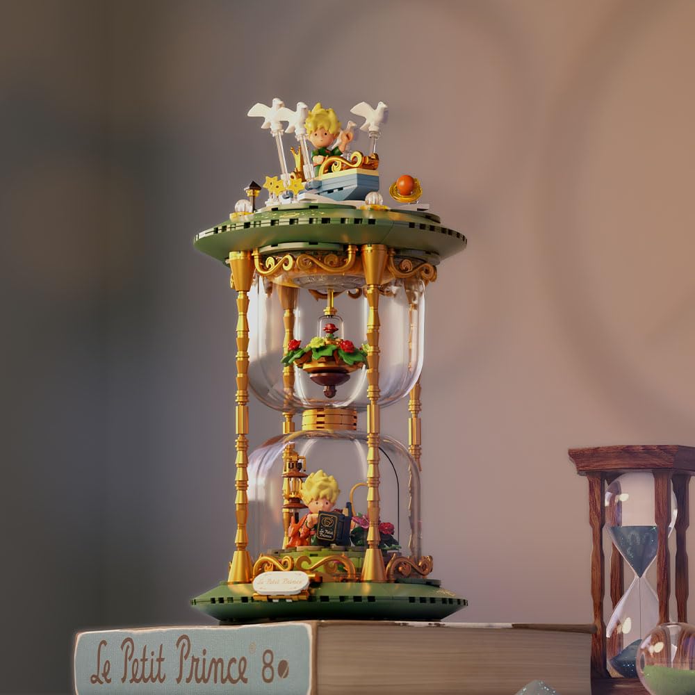 PANTASY Little Prince hourglass celestial-theme creates a dreamy focal point on a shelf.