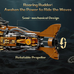Pantasy Steampunk Nautilus Submarine gear propeller demonstrates motion and power