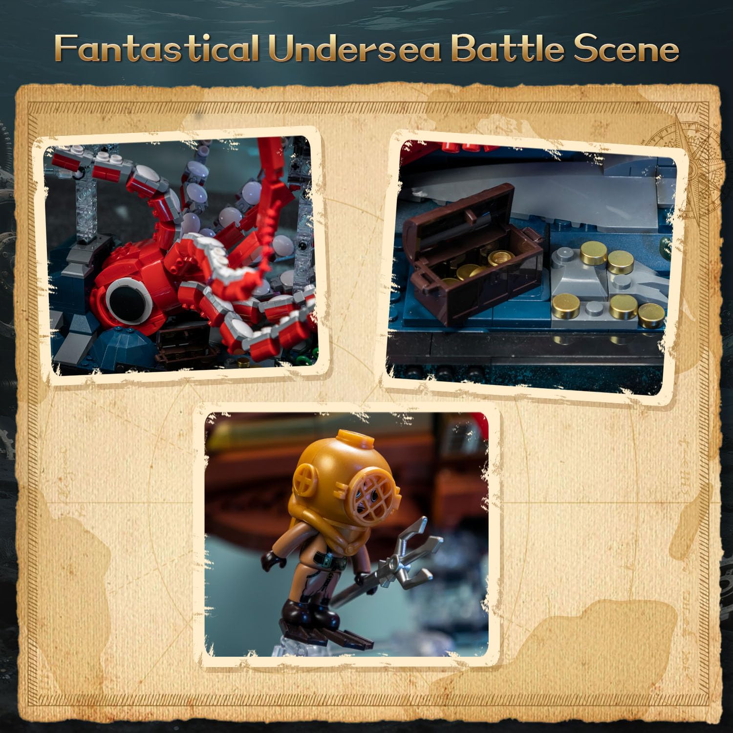 Pantasy Steampunk Nautilus Submarine mini boat for minifigures scenes