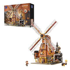 Pantasy windmill workshop exterior with metal textures for display