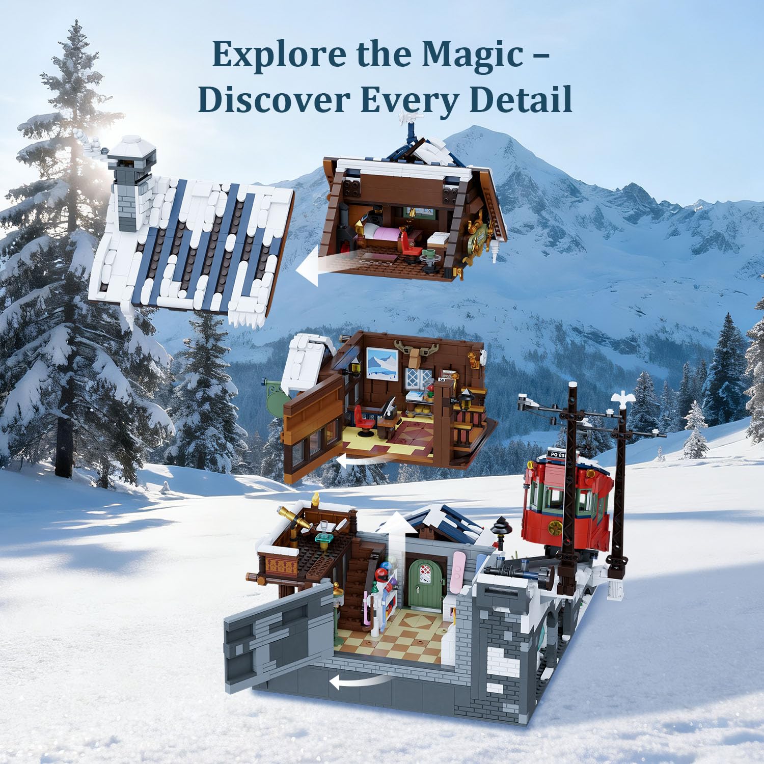 Pantasy Winter Summit exclusive minifigures include skier and hot spring guest for themed scenes