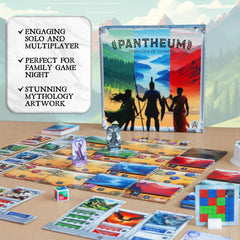 Pantheum Demigods of Olympia artwork features mythic scenes to spark imagination during play.
