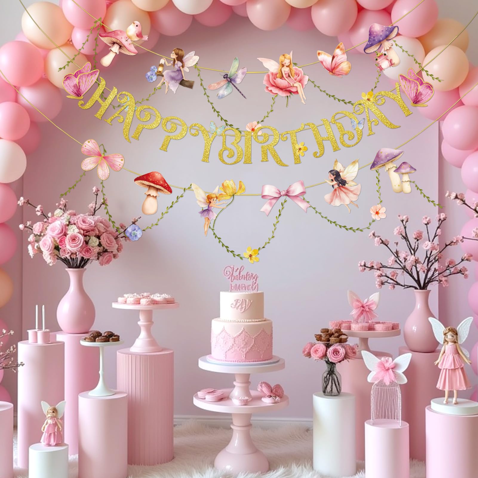 Paper Jazz baby shower and garden party setup with fairy charm.