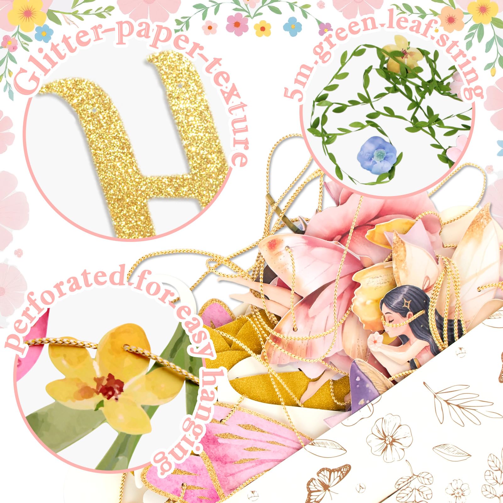 Paper Jazz gold glitter letter banner adds sparkling celebration flair.