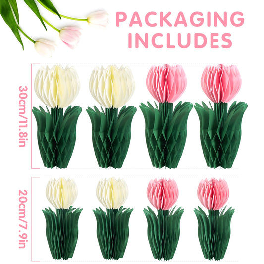 PAPER JAZZ honeycomb tulips folded offer quick, no-tools setup