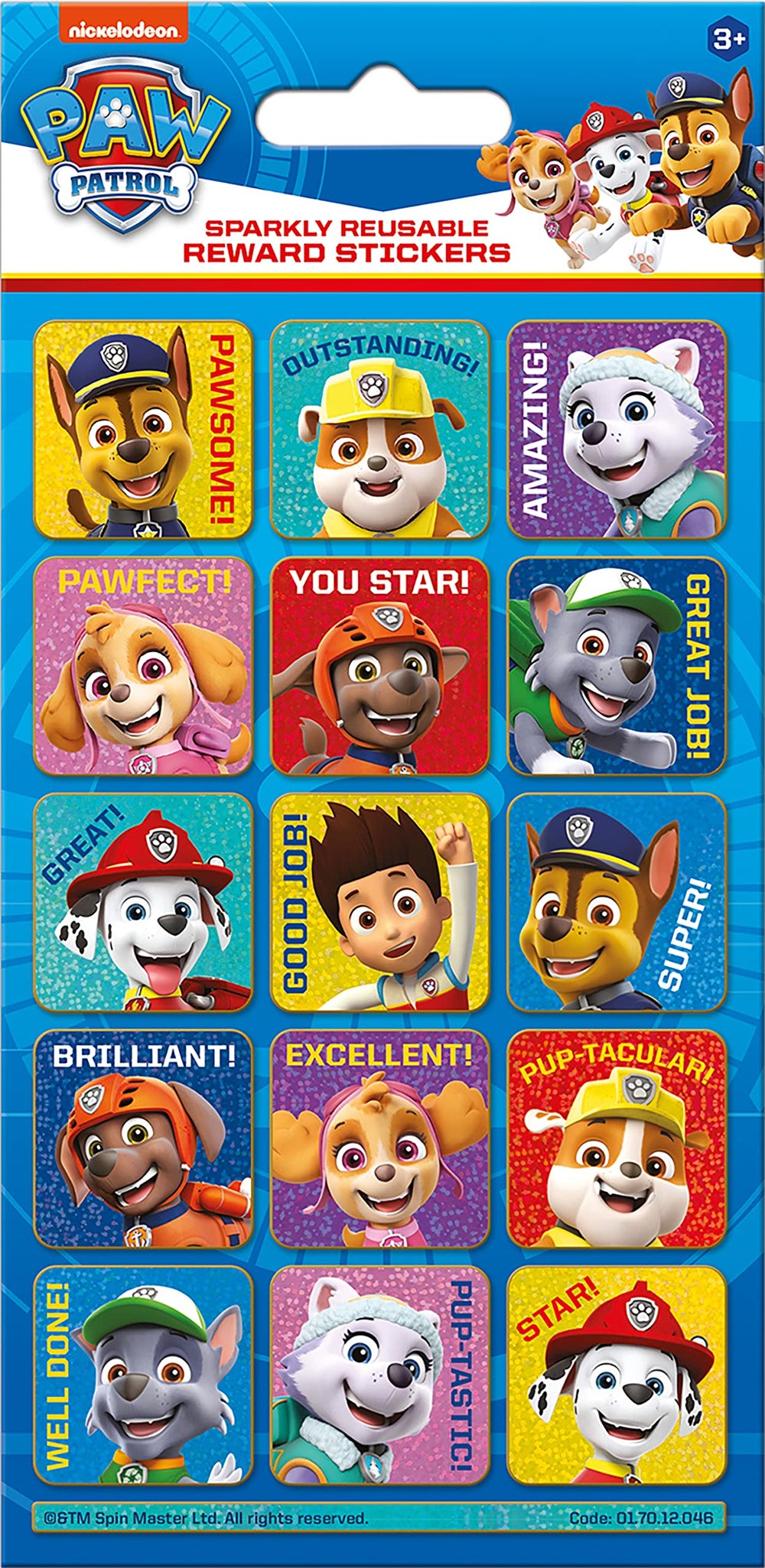Paper Projects Paw Patrol sparkly blue stickers for reward charts and displays