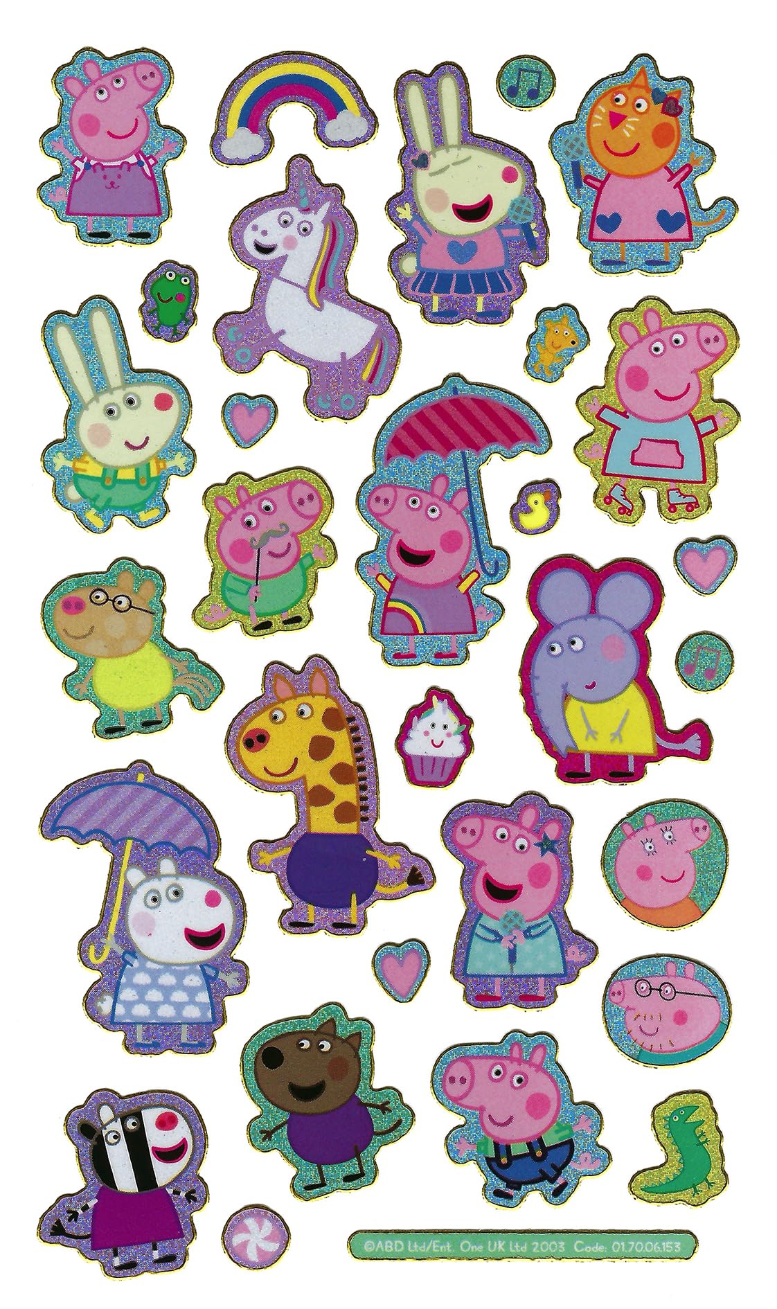 Paper Projects Peppa Pig pink sparkly stickers decorate books and pencil cases easily.