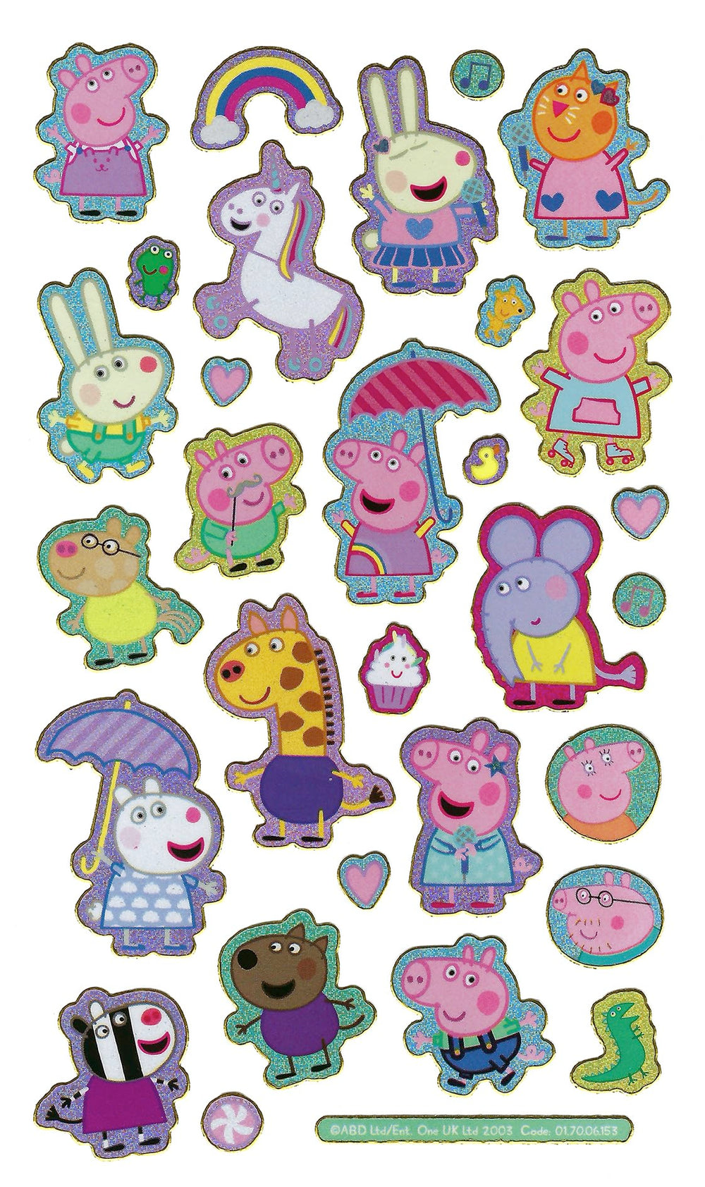 Paper Projects Peppa Pig pink sparkly stickers decorate books and pencil cases easily.