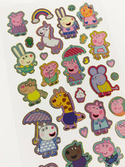 Paper Projects Peppa Pig pink sparkly stickers removable from non-porous surfaces.