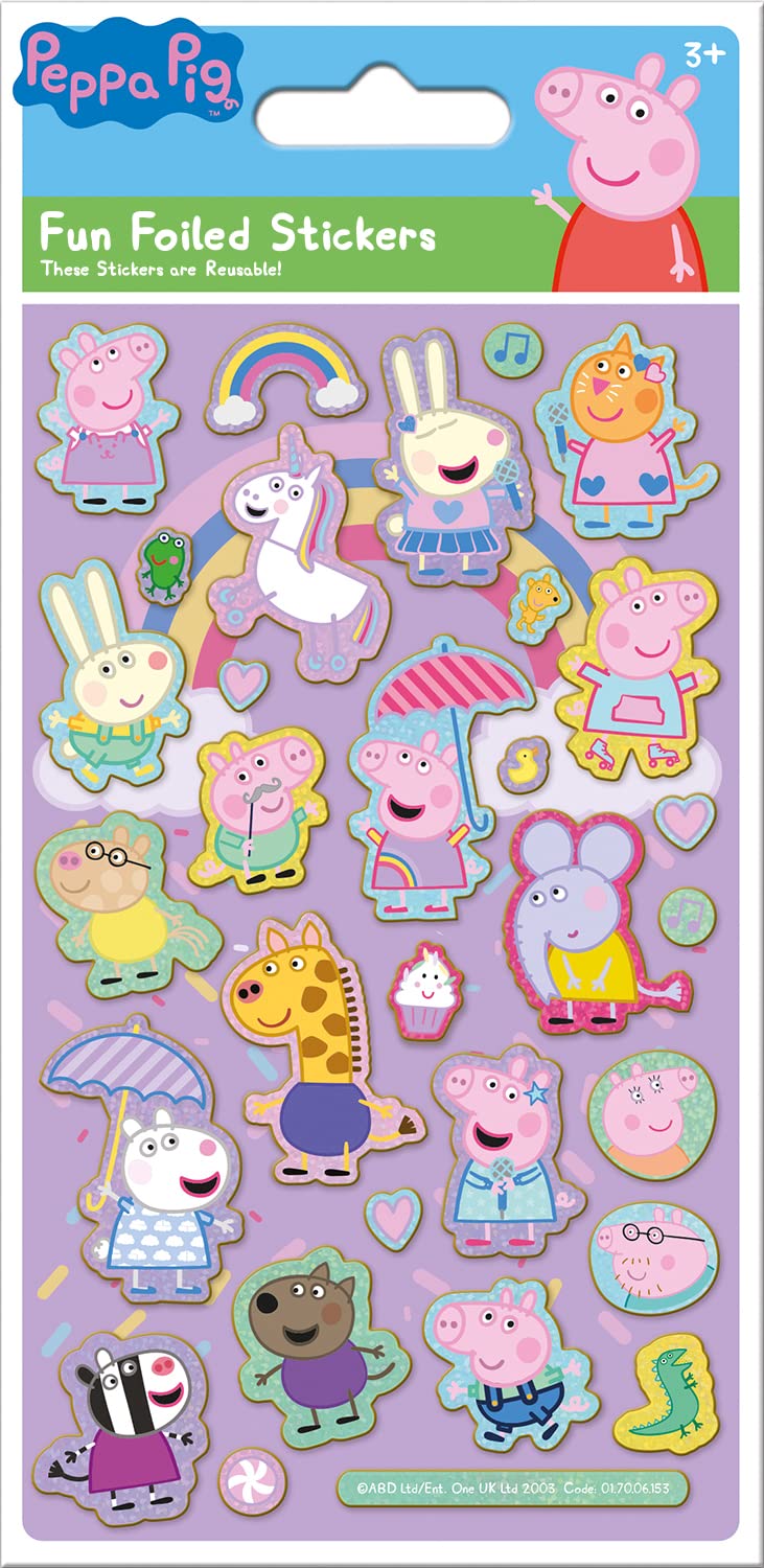 Paper Projects Peppa Pig pink sparkly stickers sheet for decorations and crafts.