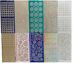 Paper Wishes Dazzles snowflakes sheet closeup showing silver, blue, teal and white colors