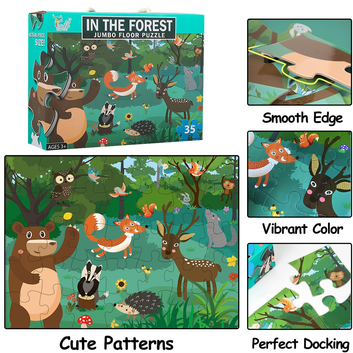 Paperstory animal illustrations on large puzzle pieces