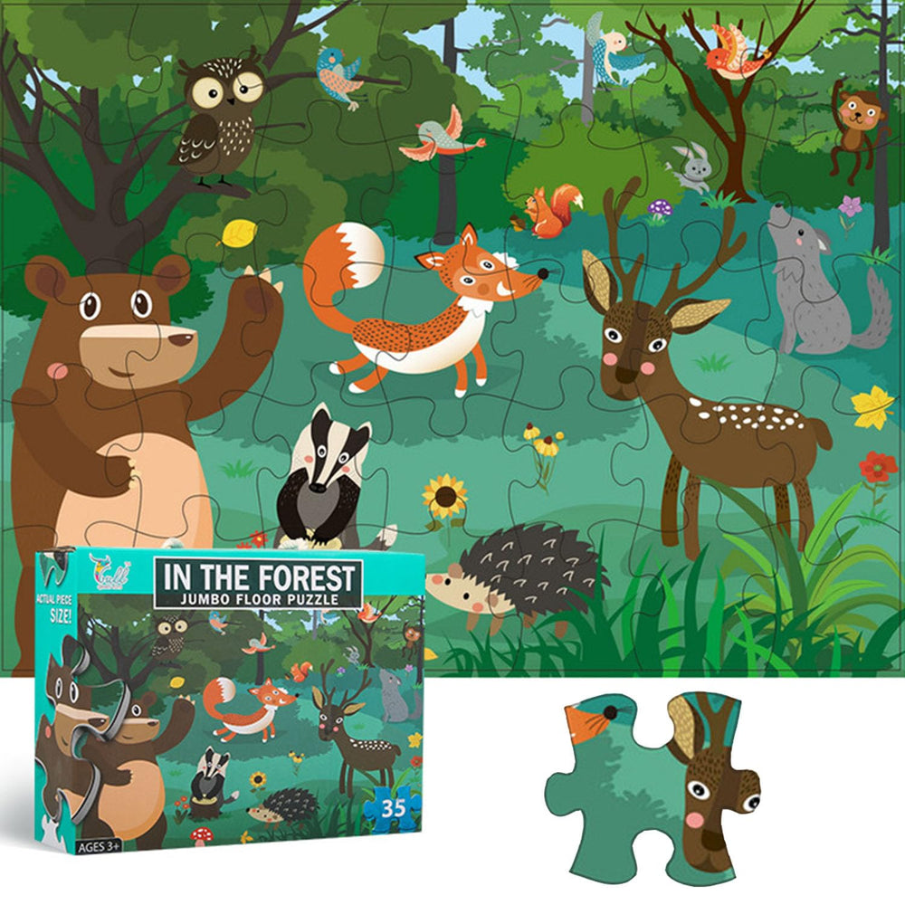 Paperstory jumbo forest animals floor puzzle with engaging forest scene