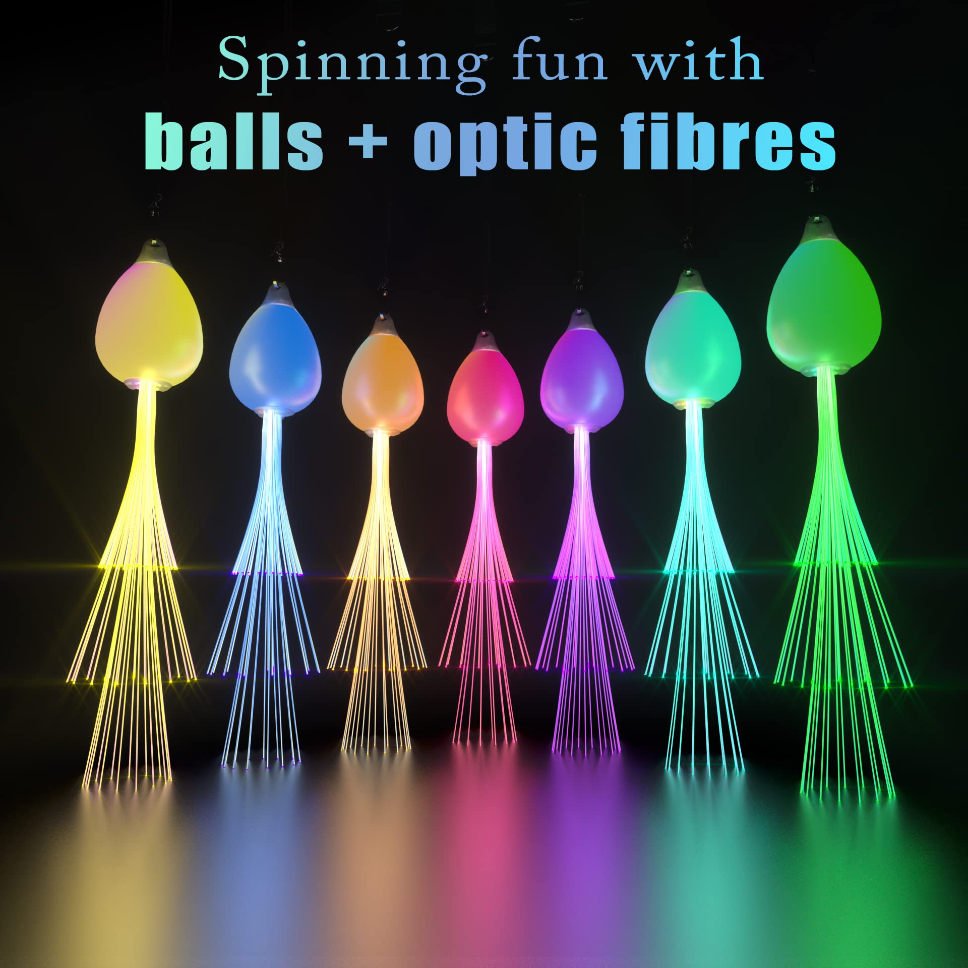 Papi Dada LED POI Balls fiber optic tips glow vividly during spins.