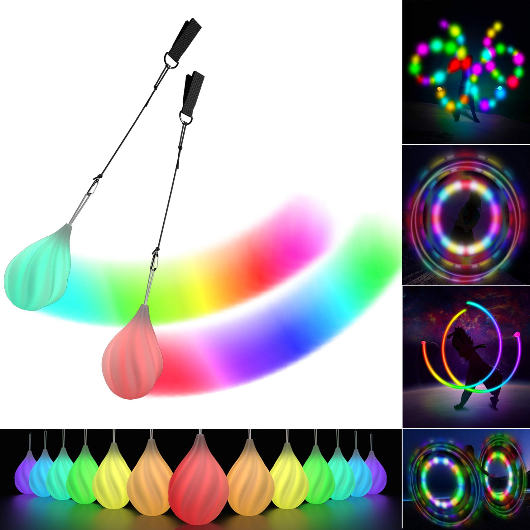 Papi Dada LED Poi Balls set for beginners glow vividly during practice sessions