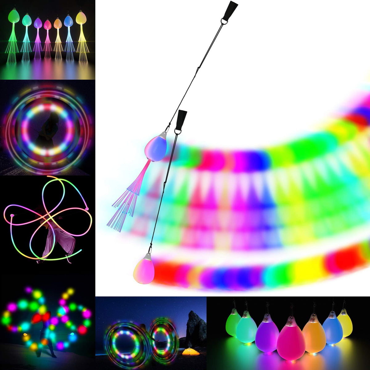 Papi Dada LED POI Balls with soft rubber for smooth spins.