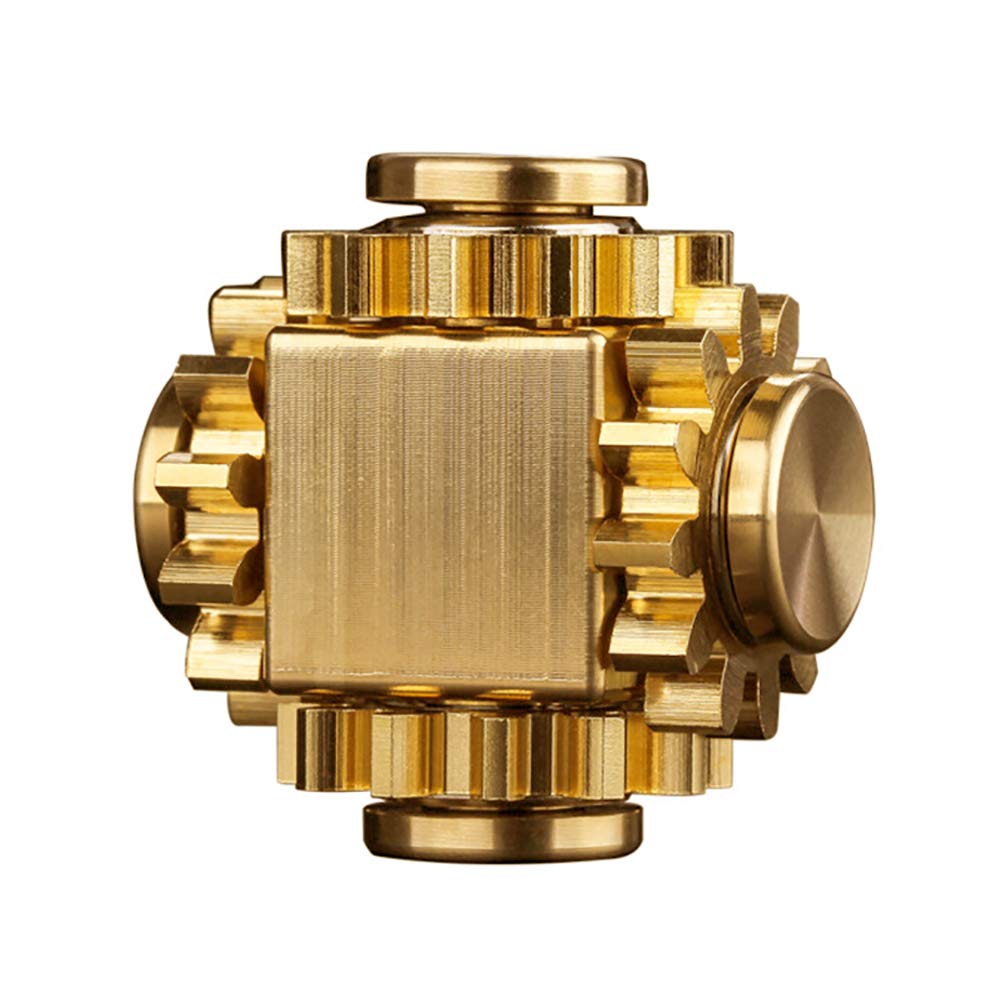 PAPUKA pure brass cube gears close-up showing precision spin for focus and calm.