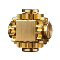 PAPUKA pure brass cube gears close-up showing precision spin for focus and calm.