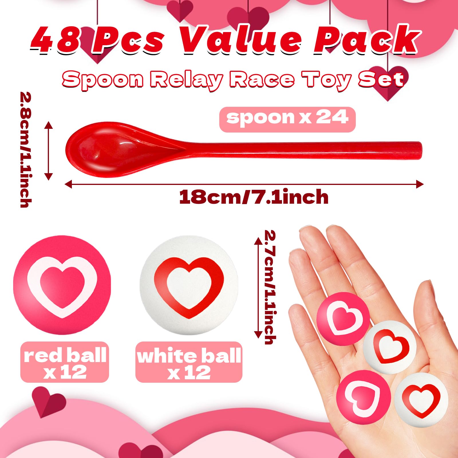 Paradi Star heart balls in red and white for exciting balance challenges.