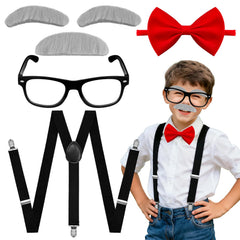 Paradi star old man eyebrows and beard set for kids—easy self-adhesive dress-up prop