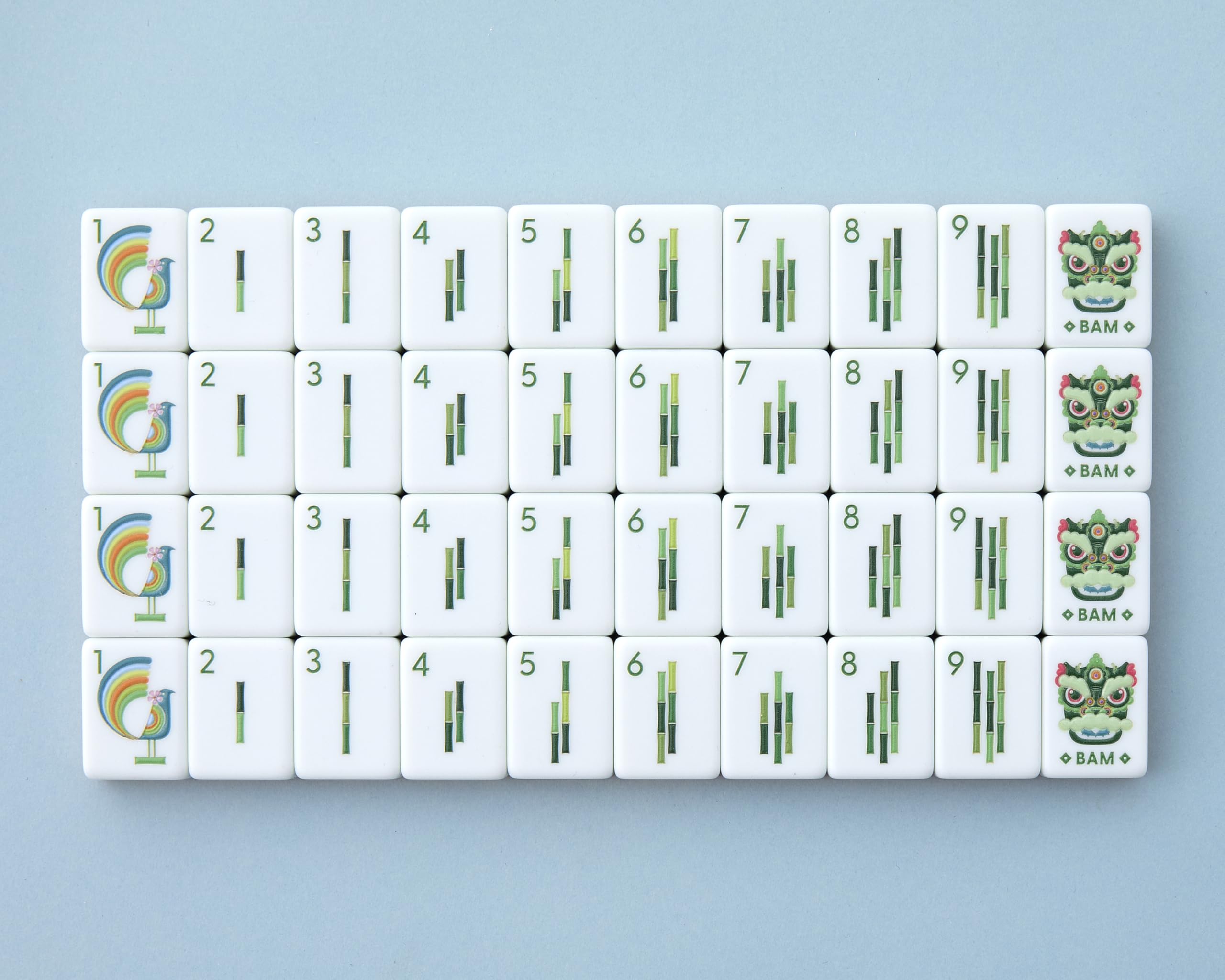 Paradise Mahjong Tiles closeup acrylic detail shows clarity and durable surface.