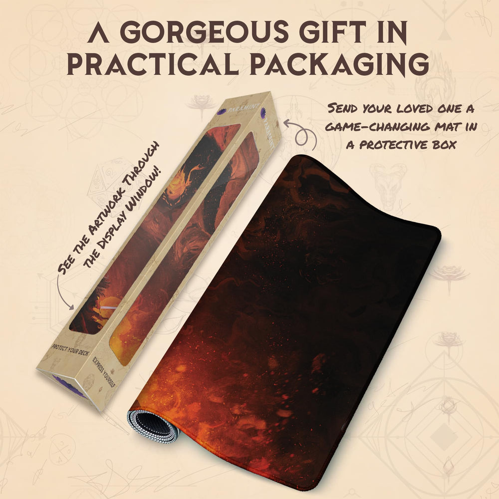 Paramint Shadow and The Flame smooth top playmat enables precise card placement.