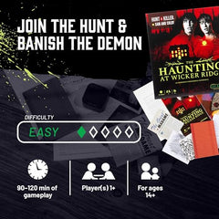 Hunt A Killer paranormal detective kit in hand inspires dramatic clues and teamwork.