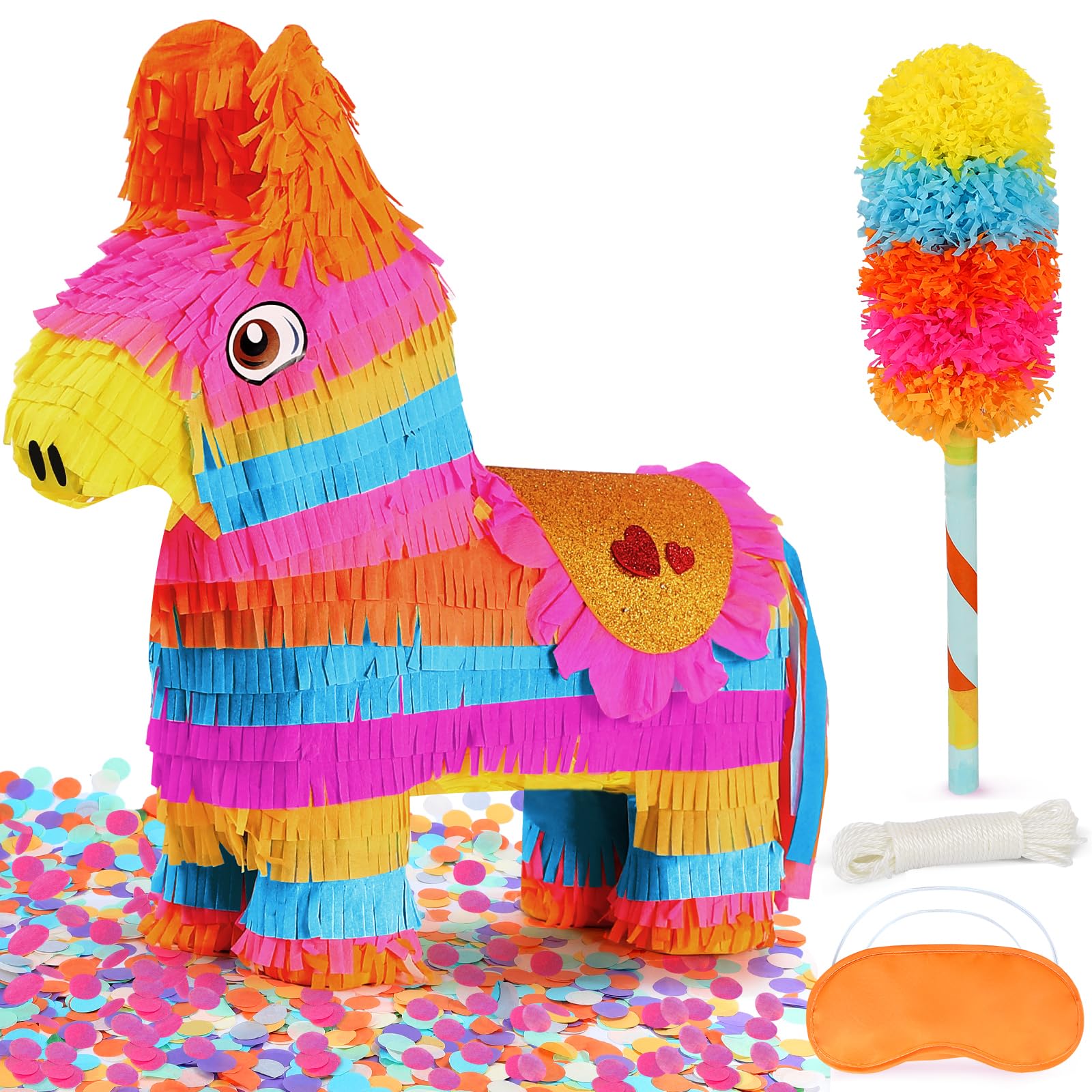 Pardecor rainbow donkey pinata front view ready for party