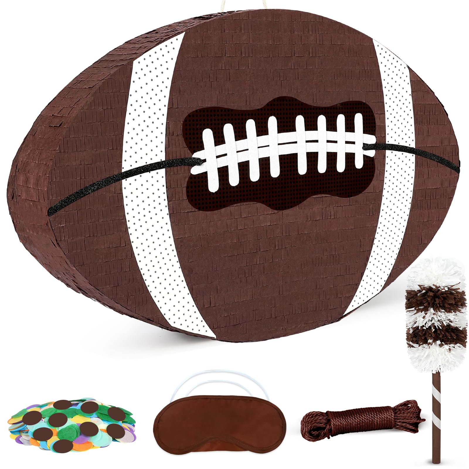 Pardecor football pinata front view enhances party decor and anticipation.