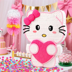 Pardecor pink cat pinata side view as a vibrant party centerpiece.