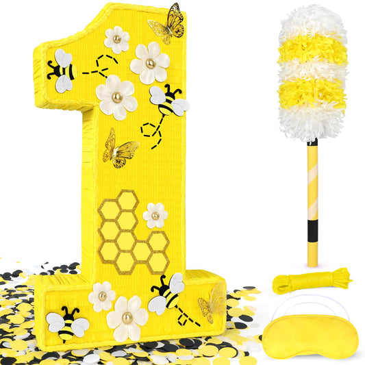 Pardecor Queen Bee Number One Piñata full view for first birthday party