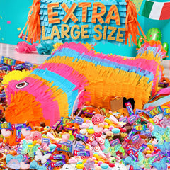 Pardecor rainbow pinata used as party centerpiece