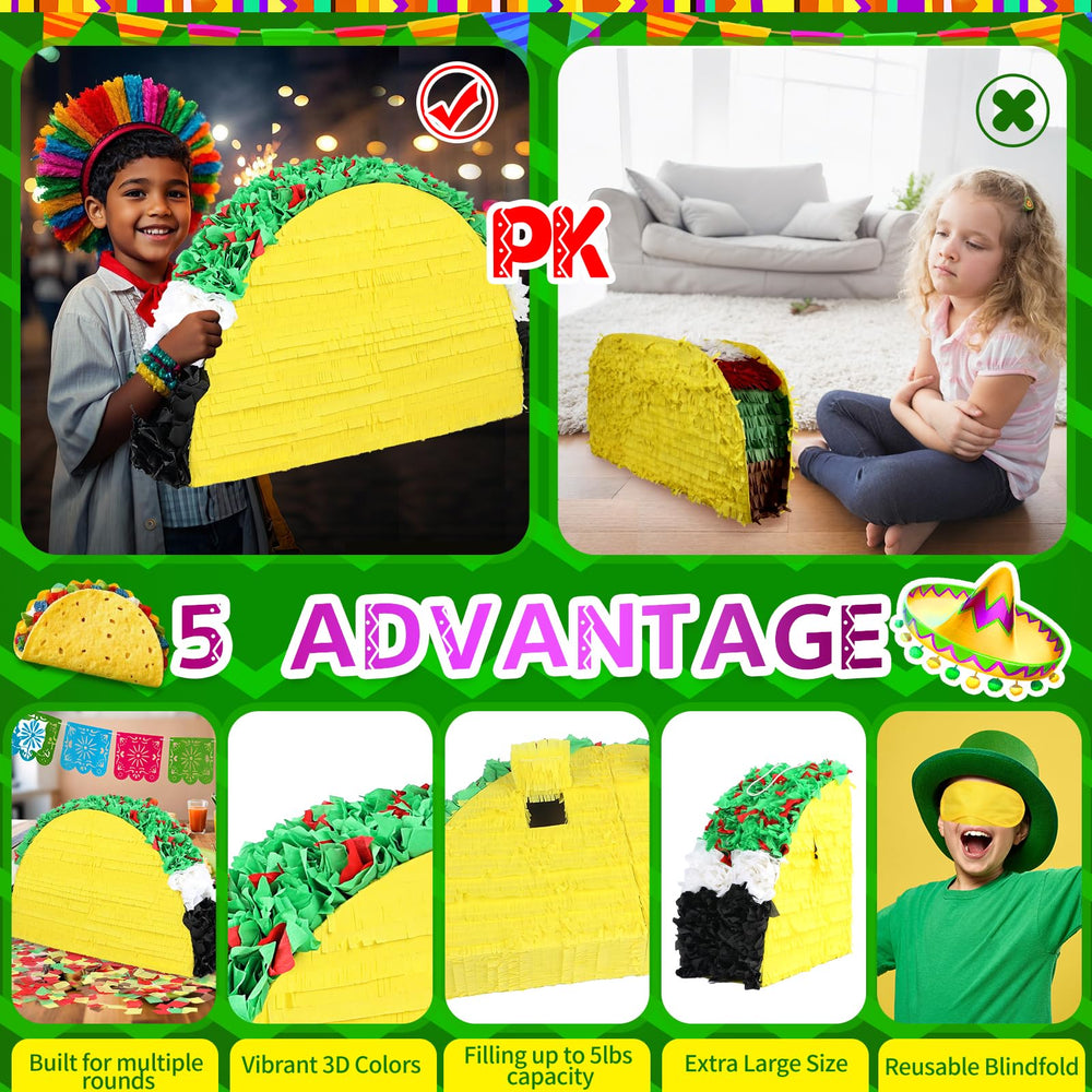 Pardecor taco pinata filling hole demonstrates easy loading of treats
