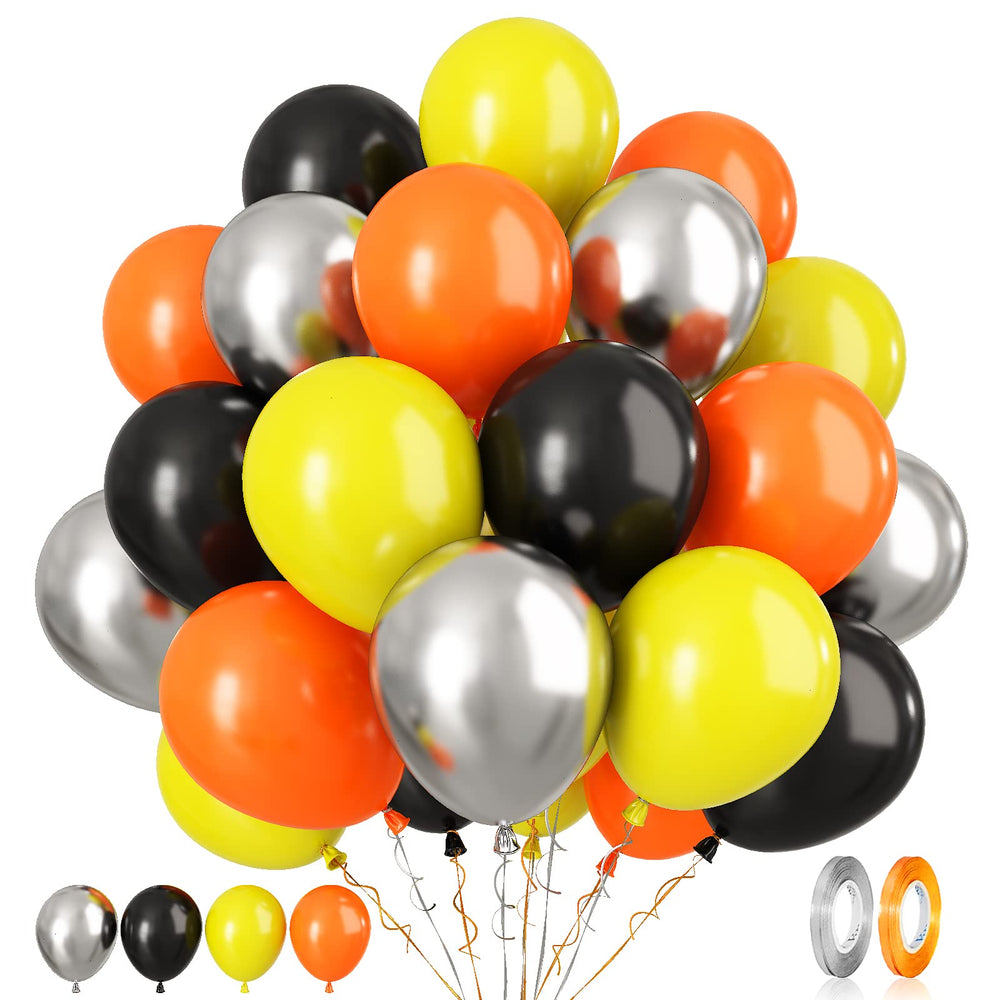 Paready black orange yellow balloons set for bold party décor