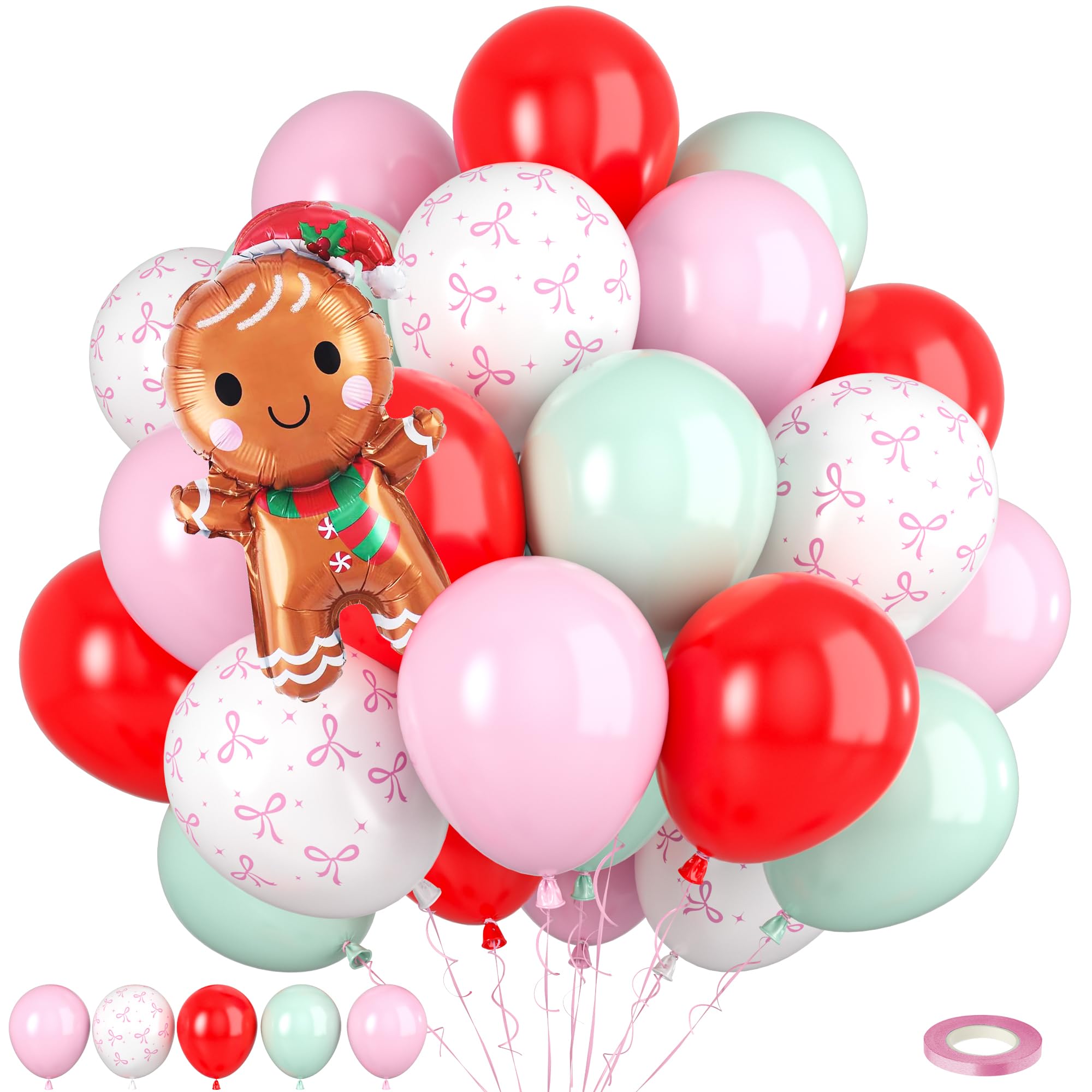 Paready Christmas balloons in pastel pink-green-red create a vibrant holiday backdrop