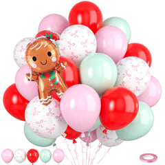 Paready Christmas balloons in pastel pink-green-red create a vibrant holiday backdrop