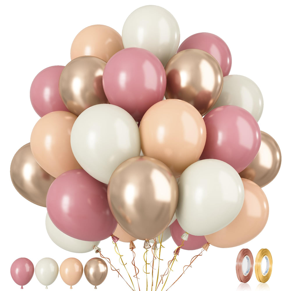 Paready dusty pink balloons for chic birthday or wedding decor with long-lasting latex.