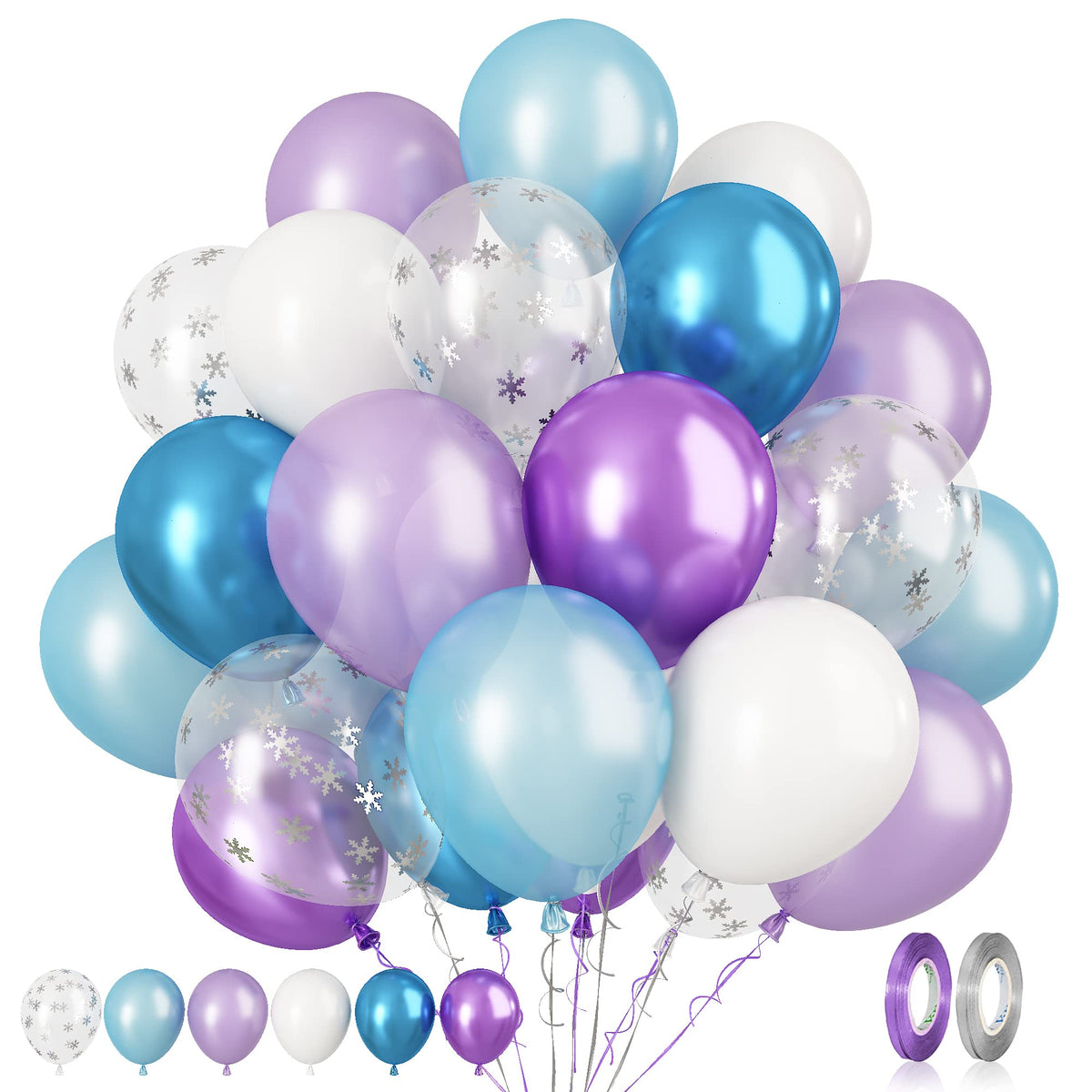 Paready frozen balloons in purple and blue for a magical Frozen-themed party backdrop.