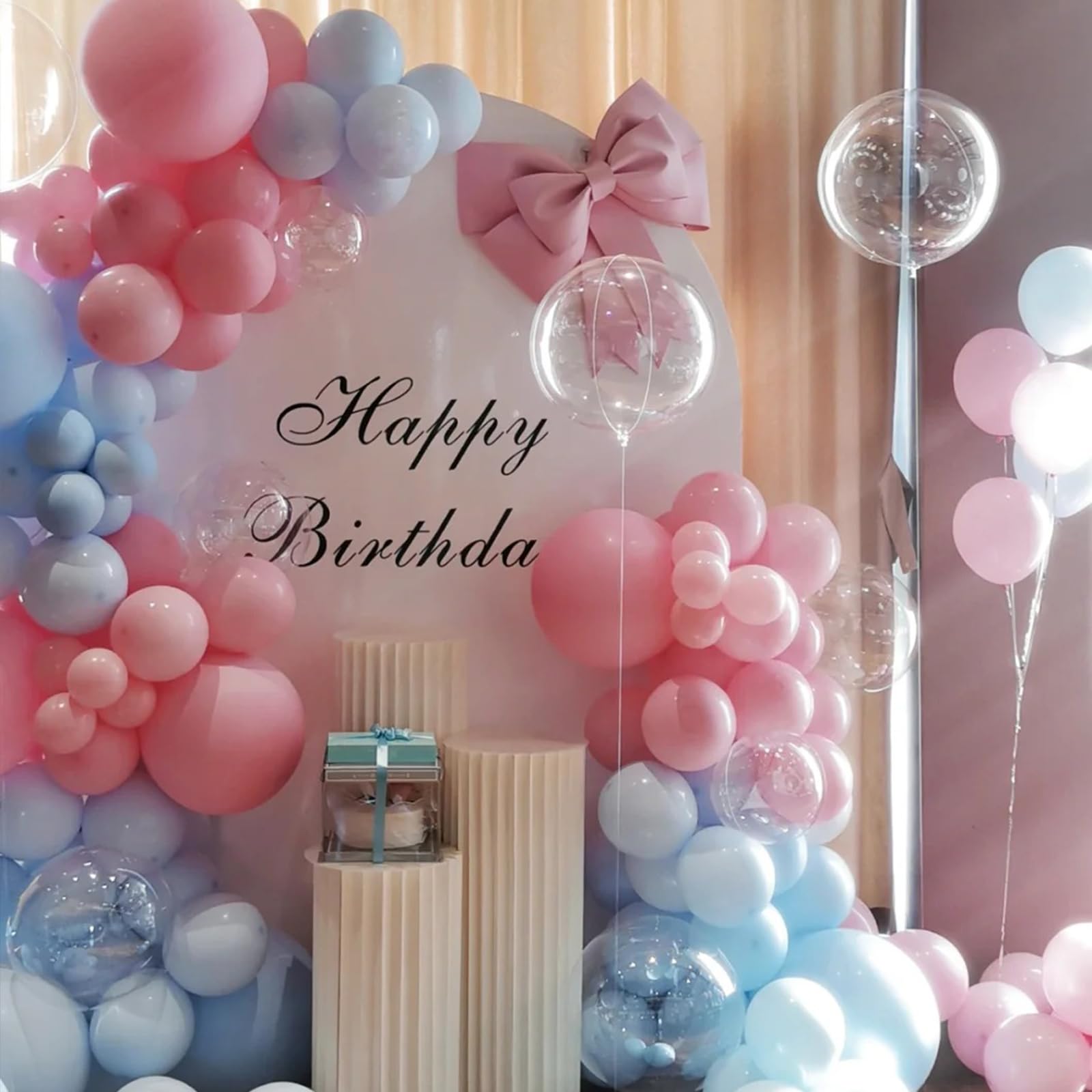 Paready gender reveal balloons setup for stylish party moments