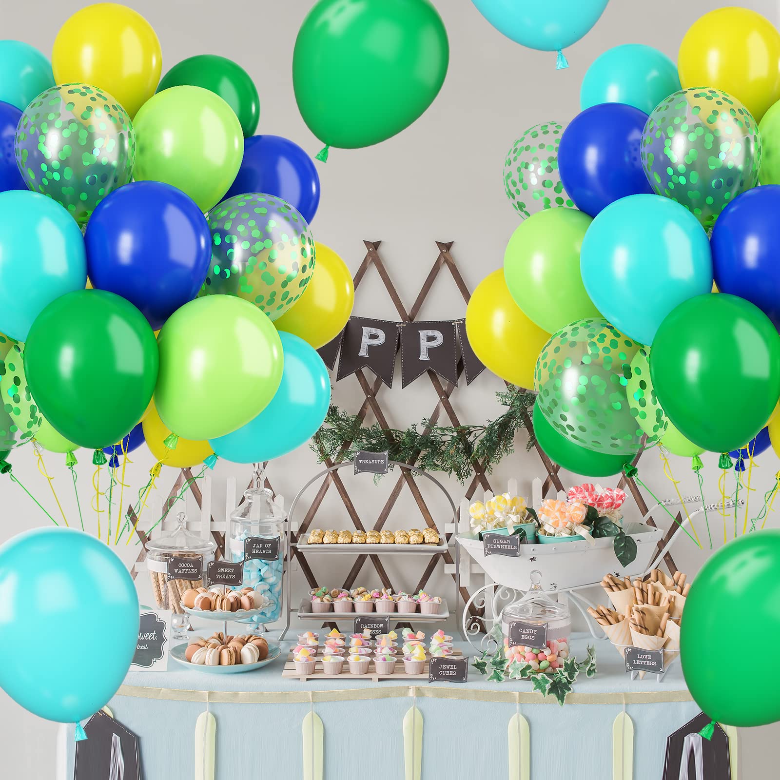 Paready green balloons provide versatile base colors for DIY decor