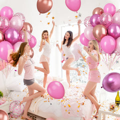Paready pastel pink confetti balloons spark a playful party vibe.