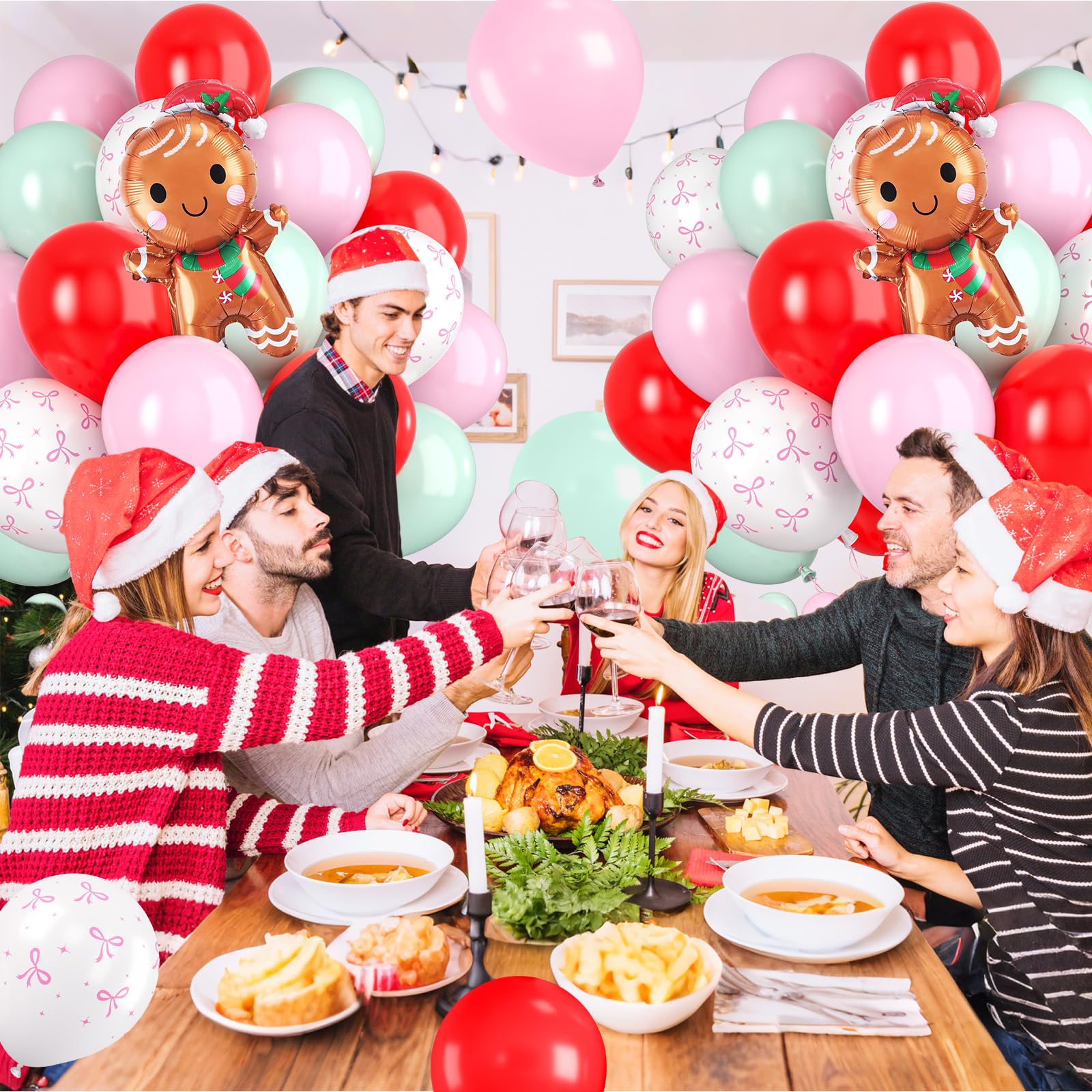 Paready pink and white bow balloons elevate garlands with style